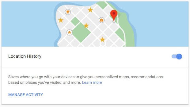 The location history setting, as seen in a desktop web browser.