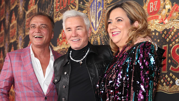 Dr Reza Adib was photographed with film director Baz Luhrmann and former Queensland premier Annastacia Palaszczuk at the premiere of the movie Elvis.