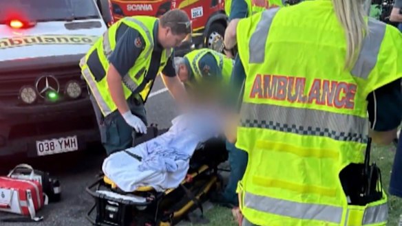 The aftermath of a collision between a ute driven by Mam and an Uber.