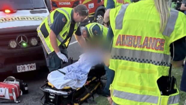 The aftermath of a collision between a ute driven by Mam and an Uber.