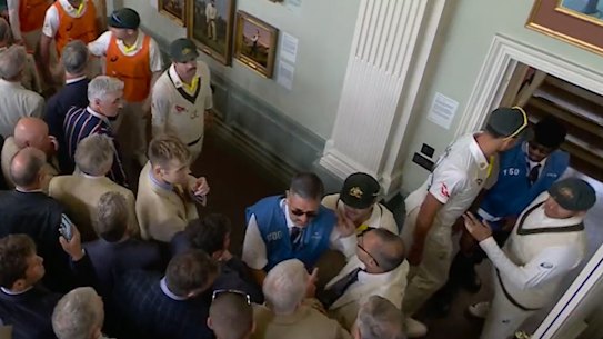 Australian players are heckled and abused in the famous Lord’s Long Room.
