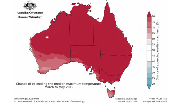 The Bureau of Meteorology says there is high chance it will be warmer than average in autumn.