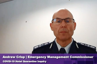 Victorian Emergency Management Commissioner Andrew Crisp at the inquiry into the state's hotel quarantine system.