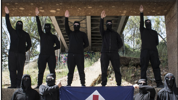 Neo-Nazis from the National Socialist Network, one of Australia’s extreme right-wing groups.
