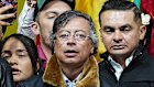 Gustavo Petro speaks during an anti-Trump protest on Wednesday (Thursday AEDT) in Bogota, Colombia. 