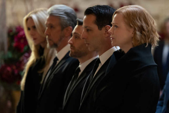 The Roy siblings (from second left) in Succession: Connor (played by Alan Ruck), Roman (Kieran Culkin), Kendall (Jeremy Strong) and Siobhan (Sarah Snook).
