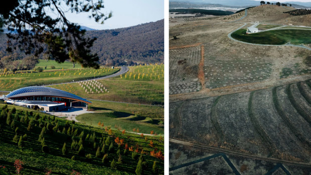 The National Arboretum in Canberra. Then and now.
