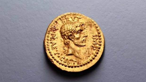 The coin, known as the “Eid Mar” and valued at $4.2 million, features the face of Marcus Junius Brutus, a onetime friend and ally of Caesar who, along with other Roman senators, murdered him on the Ides of March in 44 BC.