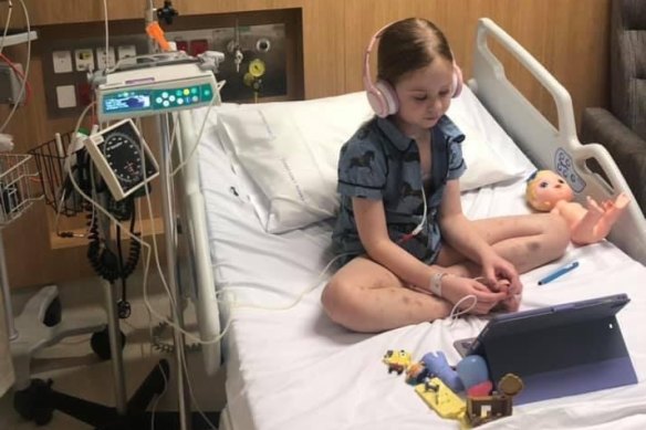 Ariana McMahon, six, received a bone marrow transplant last week and still needs blood transfusions. 