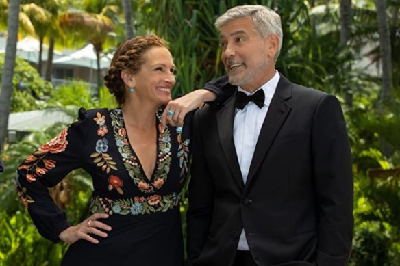 Julia Roberts and George Clooney in the new romcom Ticket to Paradise.