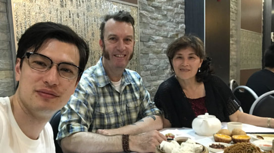 Alex Sigley with his parents, in a photo from his blog.