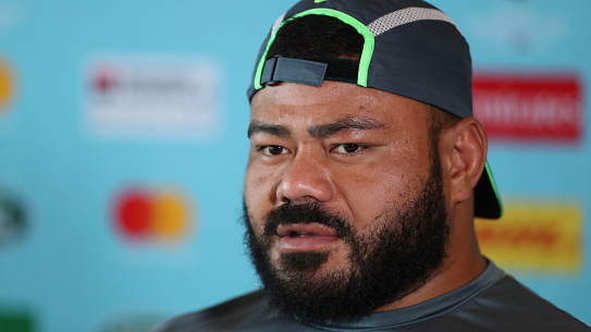 Tolu Latu during Australia’s 2019 Rugby World Cup campaign. 