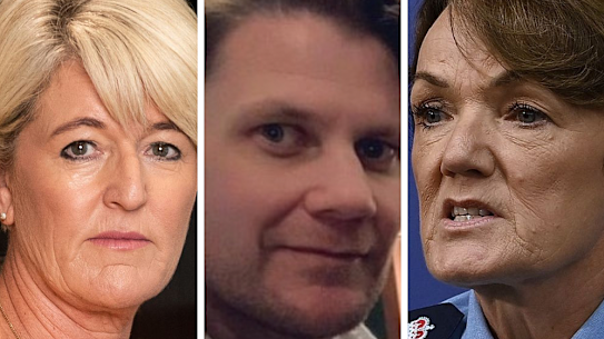 Police Minister Yasmin Catley, Steve Jackson and Police Commissioner Karen Webb.