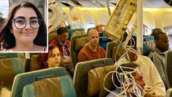 Australian Teandra Tuhkunen hit the roof and was thrown to the floor during turbulence on her way to Melbourne.
