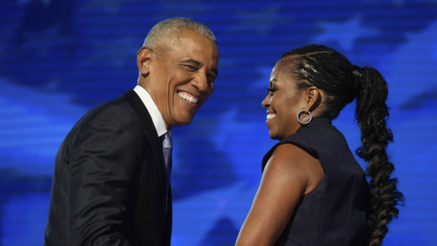 Obamas fire up Democratic crowd and Harris’ chances to beat Trump