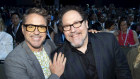 Marvel and Star Wars producer Jon Favreau (left) is inducted into the Disney Legends Hall of Fame.