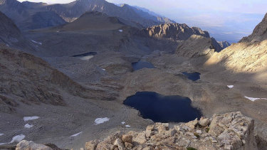 The lake below Mount Williamson where the body is believed to have been found.