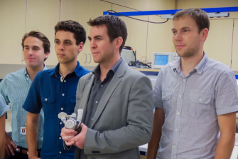 Daniel Timms (centre) is the founder and chief technical officer of Bivacor, which is developing a fully functional artificial heart.