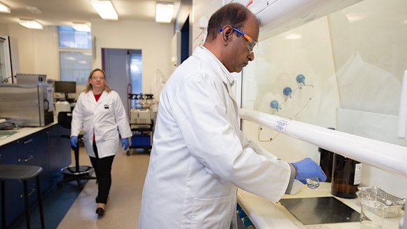 QUT medical devices specialist Professor Prasad Yarlagadda and virologist Professor Kirsten Spann.