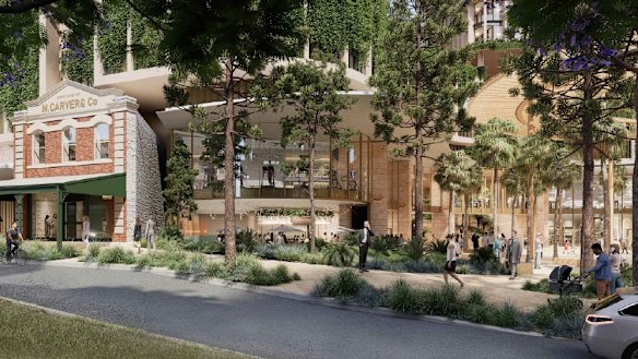 The heritage-listed Carver and Co  building has been incorporated into the design.