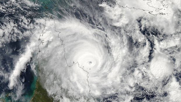 Satellite image of Cyclone Ita approaching the Queensland coast.