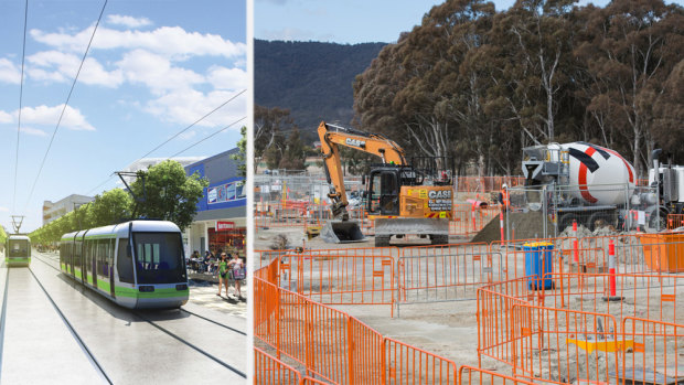 The light rail track has come a long way since it was first seen as a concept drawing, left, and work began at the Mitchell Depot.