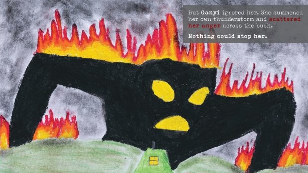 Lucinda's drawing. The year 5 and 6 students of Cobargo wrote a book about the fire that ravaged their community last summer.