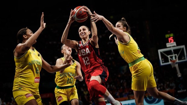 Too good: Diana Taurasi (centre) and the Americans have secured another gold medal.