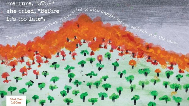Drawing by Willa. The students of Cobargo Public School wrote a book about the fire that ravaged their town 