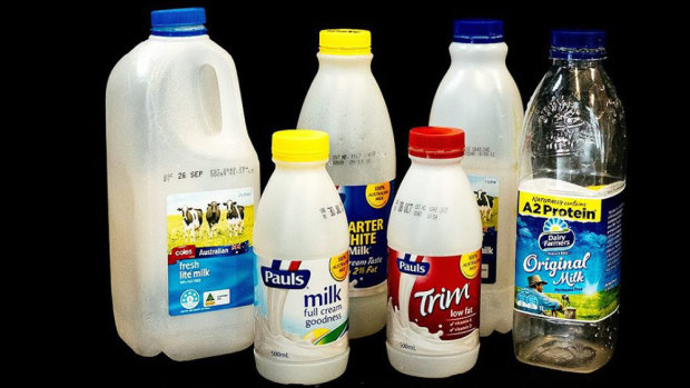 Non-eligible: Milk containers between 150ml and 3L.