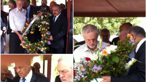 Then Labour MP, now Labour leader Jeremy Corbyn is shown at a wreath laying ceremony in a Tunisian graveyard that has led to accusations he was honouring terrorists.