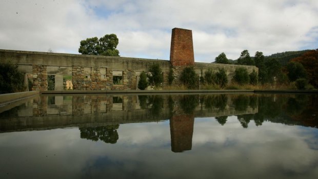 The ruins of the Broad Arrow cafe at Port Arthur have been turned into a  memorial garden and pool to remember the 35 people killed there on April 28 1996.