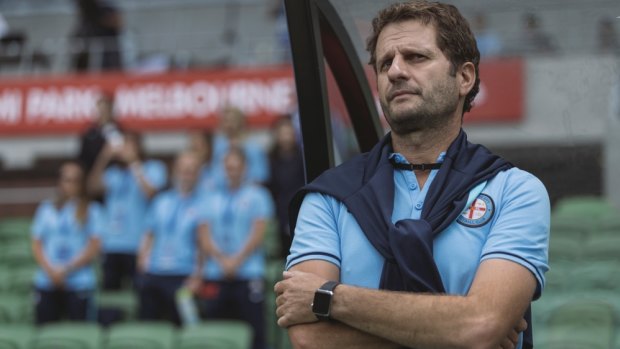 Former Melbourne City women's coach, Joe Montemurro, now at Arsenal, is linked with the Matildas job . November 8, 2017.