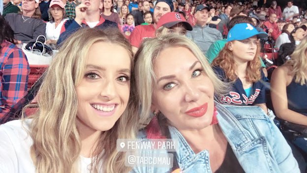 Stephenie Rodriguez with her best friend Liz Beath at the baseball in Boston two days before she collapsed from the infection.
