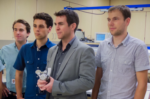 Daniel Timms (centre) is the founder and chief technical officer of Bivacor, which is developing a fully functional artificial heart.