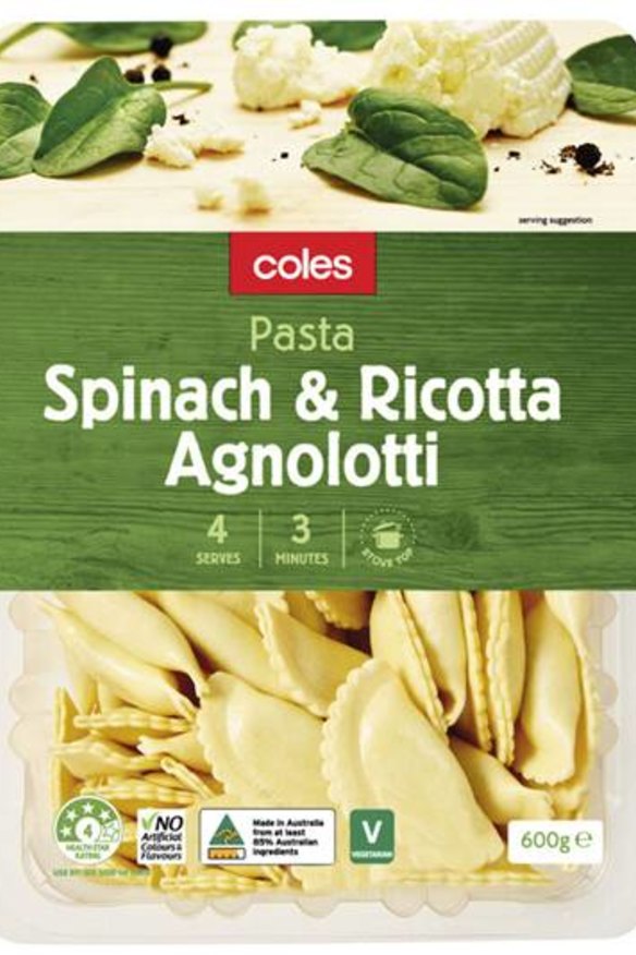 Coles spinach and ricotta agnolotti.