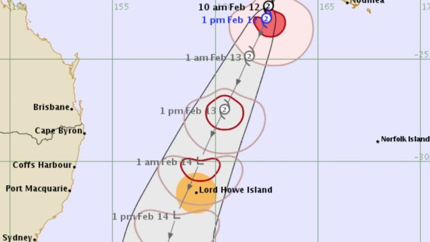 Tropical cyclone Uesi, south-west of New Caledonia, will move in a south south-west direction.