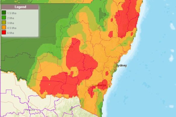 RFS mapping shows grass loads across the state.