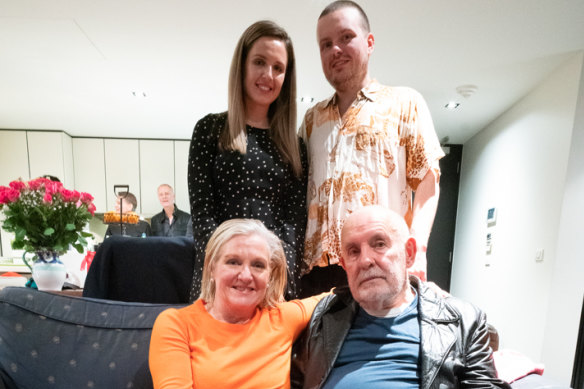 Anna Coffey (top left) with her father,   John, mother, Liz, and brother James.