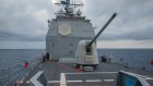 A US guided-missile cruiser in the Taiwan Strait last month. US policy on Taiwan could entail a heavy price for America and its allies. 