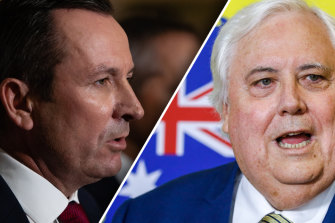 Headed for court: WA Premier Mark McGowan and mining billionaire Clive Palmer. 