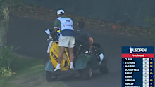 Jason Day was driven off the course in a cart after withdrawing from the US Open with a back injury.