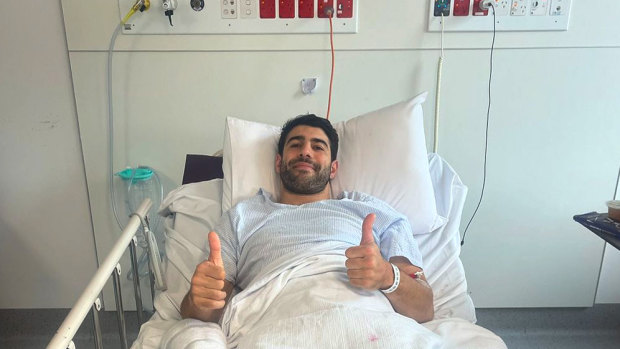 Petracca posted this image to social media during his stay in hospital.