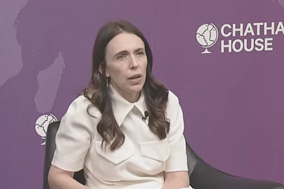 New Zealand Prime Minister Jacinda Ardern speaking at Chatham House on Friday.