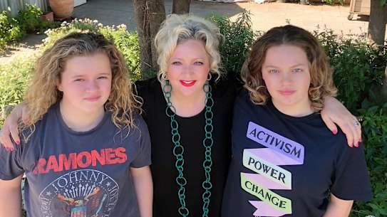 Jill Hennessy with her daughters Lily Rosa (L) and Ginger