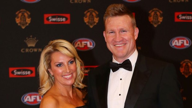 Nathan and Tania Buckley at the 2016 Brownlow Medal count. 