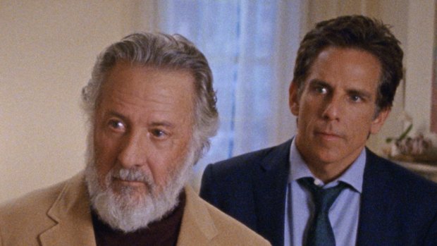 Dustin Hoffman and Ben Stiller in a scene from The Meyerowitz Stories.