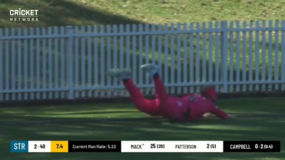 Gardner jarred her head in the process of diving to prevent a boundary.