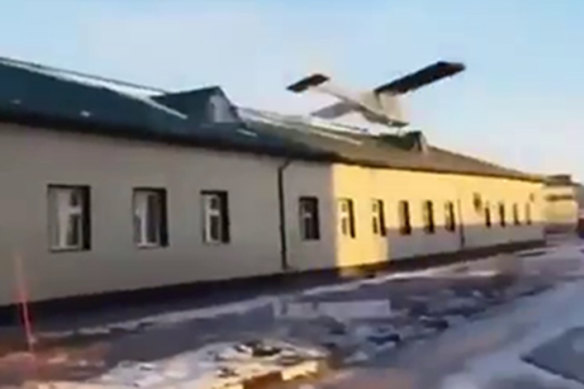 A drone targets a base in Grozny, Russia.