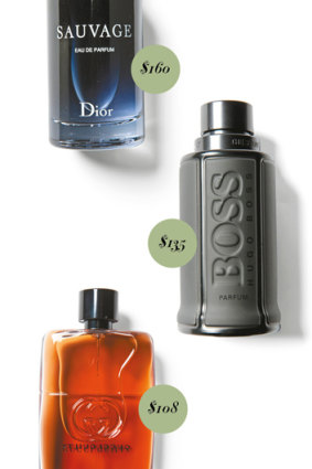 Dior Sauvage EDP 100ml, $160.
Boss The Scent EDT 100ml, $135.
Gucci Guilty Absolute Pour
Homme 50ml, $108.